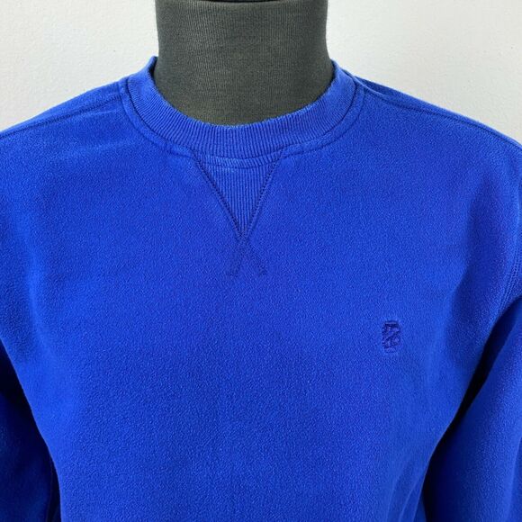 Izod Men’s Blue Fleece Pullover Sweatshirt Cotton Blend Crew Neck Long Sleeves M - Picture 2 of 9